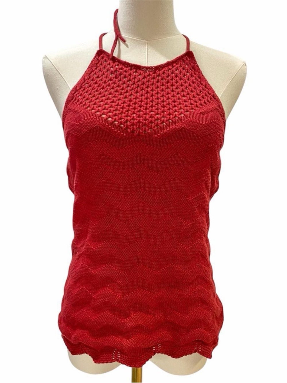 High neck knitted tank top